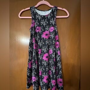 Fighting Eel Black and Pink Floral Kids Dress